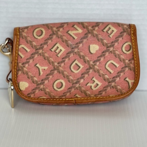 Dooney & Bourke Signature Logo Pouch Orange Leather Wristlet - Picture 2 of 12